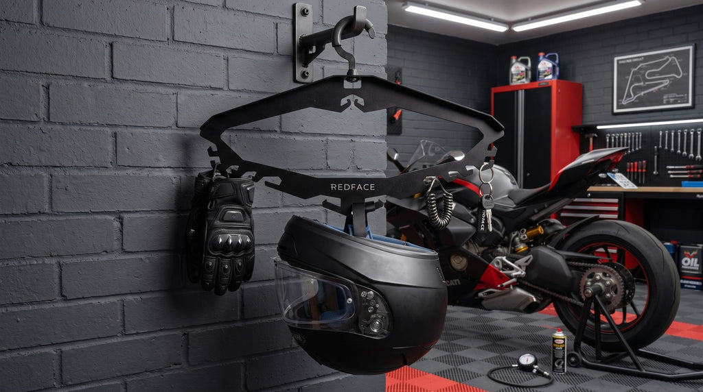 REDFACE - Uniwersalny metalowy wieszak na kask i ubrania motocyklowe
