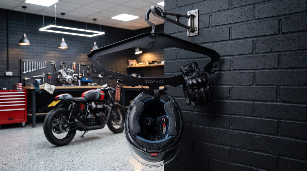 REDFACE - Uniwersalny metalowy wieszak na kask i ubrania motocyklowe